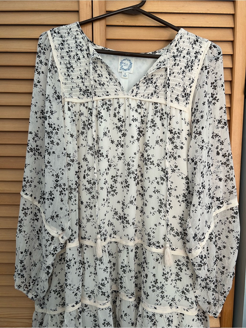 Cream Floral Peasant Dress
